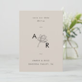 Modern Floral Monogram Elegant Eenvoudig Neutraal Save The Date (Staand voorkant)
