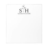 Modern Floral Monogram Initialen Minimal Notitiebl Notitieblok (Voorkant)