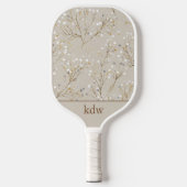 Modern Floral Monogram Pickleball Paddle (Voorkant)