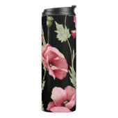 Modern Floral Monogram Roze Zwart Klaproos Thermosbeker (Gedraaid links)