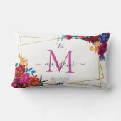 Modern Floral Monogram Wedding Kussen (Achterkant)