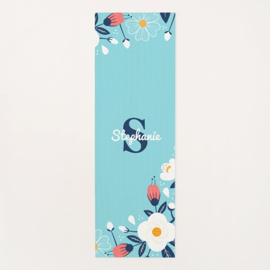 Modern Floral Monogram Yogamat (Voorkant)