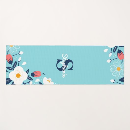 Modern Floral Monogram Yogamat (Voorkant (horizontaal))