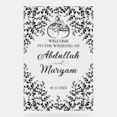 Modern Floral Moslim Islamitisch Bruiloft Welkom Acryl Bord (Voorkant)