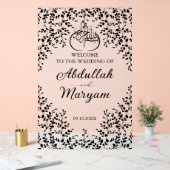 Modern Floral Moslim Islamitisch Bruiloft Welkom Acryl Bord (Huwelijk)
