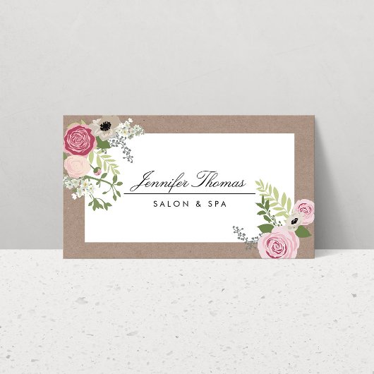  Modern Floral Motif Beauty Salon Visitekaartje