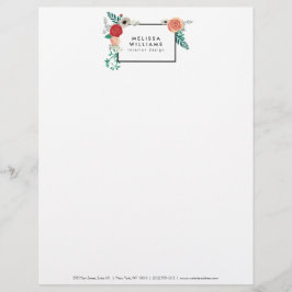  Modern Floral Motif Letterhead Custom Briefhoofd