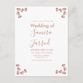Modern Floral Motif Nuetral Wedding Briefkaart (Voorkant)