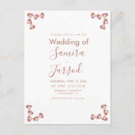 Modern Floral Motif Nuetral Wedding Briefkaart