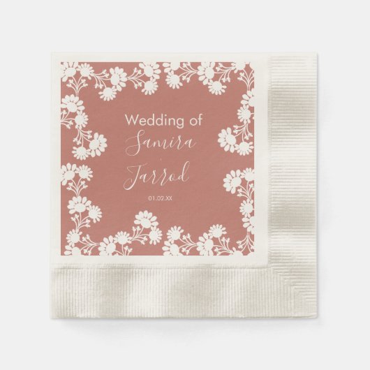 Modern Floral Motif Nuetral Wedding Servet (Voorkant)