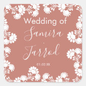 Modern Floral Motif Nuetral Wedding Vierkante Sticker (Voorkant)