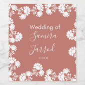 Modern Floral Motif Nuetral Wedding Wijn Etiket (Enkel label)