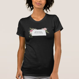  Modern Floral Motif op Donker T-shirt