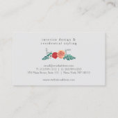  Modern Floral Motif op Grey Designer Visitekaartje (Achterkant)