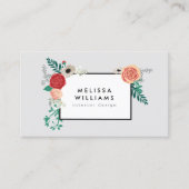  Modern Floral Motif op Grey Designer Visitekaartje (Voorkant)