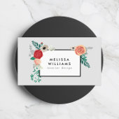  Modern Floral Motif op Grey Designer Visitekaartje
