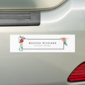 Modern Floral Motif op Wit Bumpersticker (Op auto)
