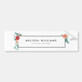  Modern Floral Motif op Wit Bumpersticker