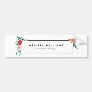  Modern Floral Motif op Wit Bumpersticker