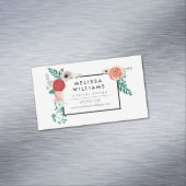  Modern Floral Motif op Wit Magnetisch Visitekaartje Magneet (Voorbeeld)