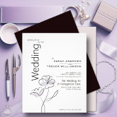 Modern Floral Muted Dusty Plum bruiloft uitnodigin Flyer