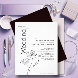 Modern Floral Muted Dusty Plum bruiloft uitnodigin Flyer