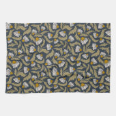 Modern Floral Navy Blue Coneflower Daisy Botanical Theedoek (Horizontaal)