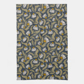 Modern Floral Navy Blue Coneflower Daisy Botanical Theedoek (Verticaal)