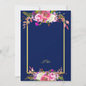 Modern Floral Navy Blue Gold Vrijgezellenfeest Kaart (Achterkant)