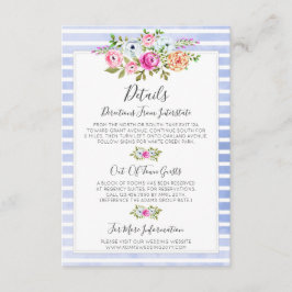 Modern Floral Navy Waterverf Details / Routebeschr Informatiekaartje