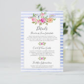 Modern Floral Navy Waterverf Details / Routebeschr Informatiekaartje (Staand voorkant)