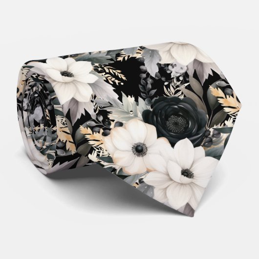 Modern Floral Neck Tie | Formal Special Occasions Stropdas (Opgerold)