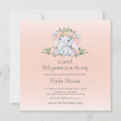 Modern Floral Olifant Baby Meisje Baby shower (Voorkant)