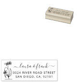 Modern Floral paar namen bruiloft terug adres Rubberstempel (Gestempeld)
