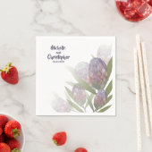 Modern Floral Paars Beige Wedding Napkins Servet (Insitu)