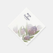 Modern Floral Paars Beige Wedding Napkins Servet (Hoek)