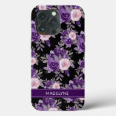 Modern Floral Paars Black Case-Mate iPhone Case (Achterkant)