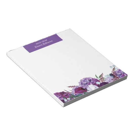 Modern Floral Paars Botanical Personalized Notitieblok (Schuin)