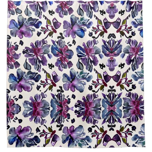 Modern Floral Paarse douchegordijn (Voorkant)