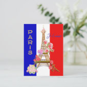 Modern Floral Paris je t'aime Eiffel Tower Travel Feestdagenkaart (Staand voorkant)