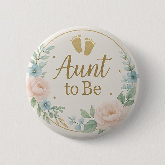 Modern Floral Pastel Aunt to Be Button (Voorkant)