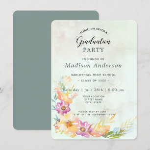 Modern Floral Pastel Graduation Party Kaart
