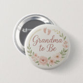 Modern Floral Pastel Grandma to Be Button (Voorkant /achterkant)