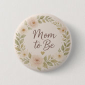Modern Floral Pastel Mom to Be Button (Voorkant)