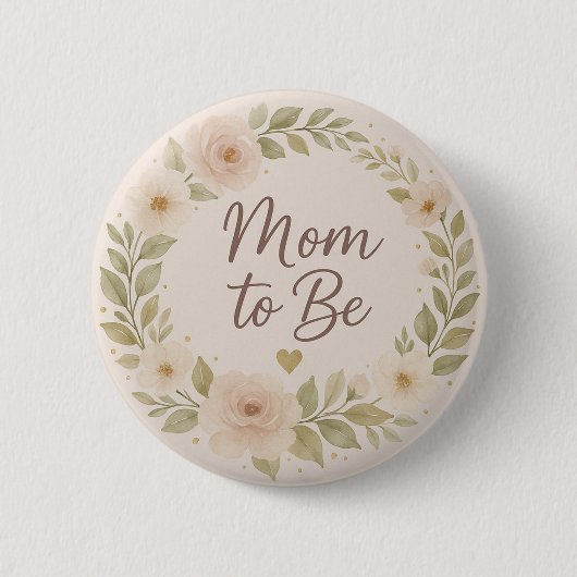 Modern Floral Pastel Mom to Be Button (Voorkant)