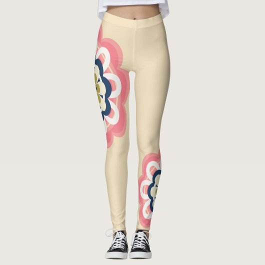 Modern Floral Pastel vrouwen Leggings (Voorkant)