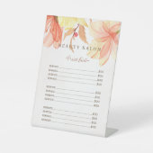 Modern floral pastel waterverf salon price list reclamebord met voetstuk (Voorkant)