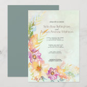Modern Floral Pastel Wedding Kaart (Voorkant / Achterkant)
