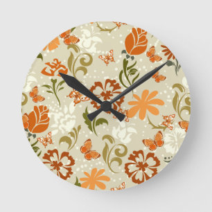 modern Floral Patroon Ronde Klok