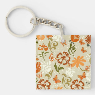  modern Floral Patroon Sleutelhanger